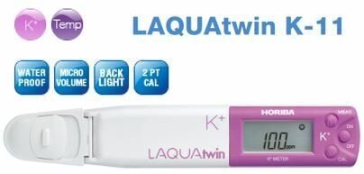 HORIBA LAQUAtwin Potassium Ion (K+) İyon Ölçer 4... 9900 ppm (mg/L) | (0.1... 250 mmol/L) / 2... 5000 kg/10a (soil/water ratio 1:5)