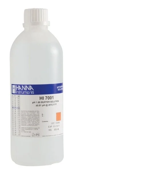 HANNA HI7001L pH 1.68 Value - 25oC Calibration Buffer, 500 mL bottle