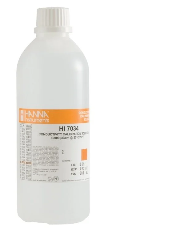 HANNA HI7034L 80000 uS/cm EC value - 25oC, 500 mL bottle