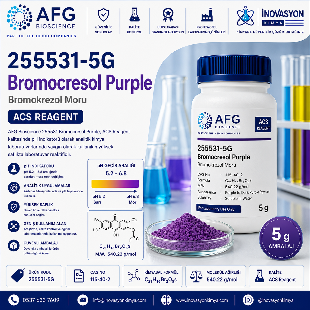 AFG Bioscience Bromocresol Purple ACS Reagent 5G