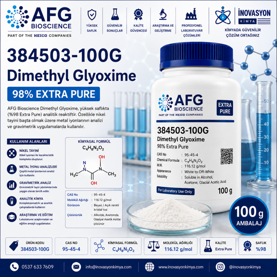 AFG Bioscience 384503-100G Dimethyl Glyoxime 98% Extra Pure 100 g