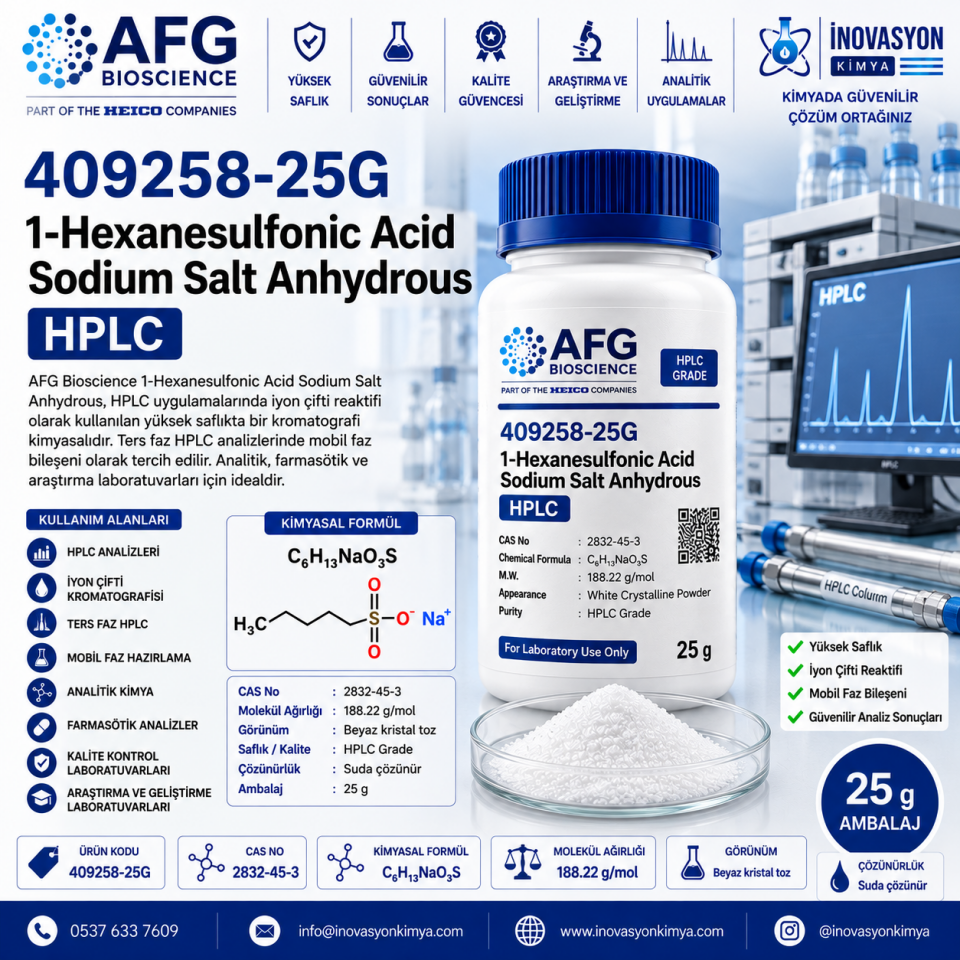 AFG Bioscience 409258-25G 1-Hexanesulfonic Acid Sodium Salt Anhydrous HPLC 25 g