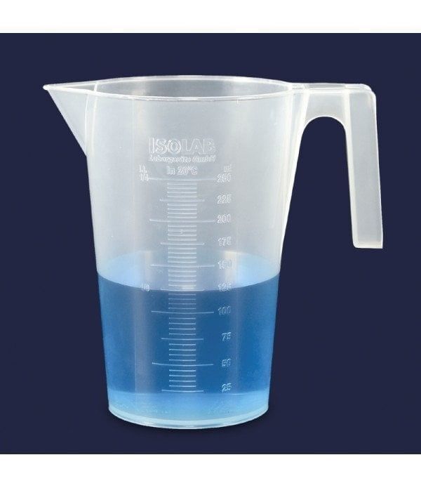ISOLAB Beher - Kulplu P.P Kısa Form Kabartma Skala 1000 ml / 120 °C Sıcaklık Dayanımı / 1 Adet