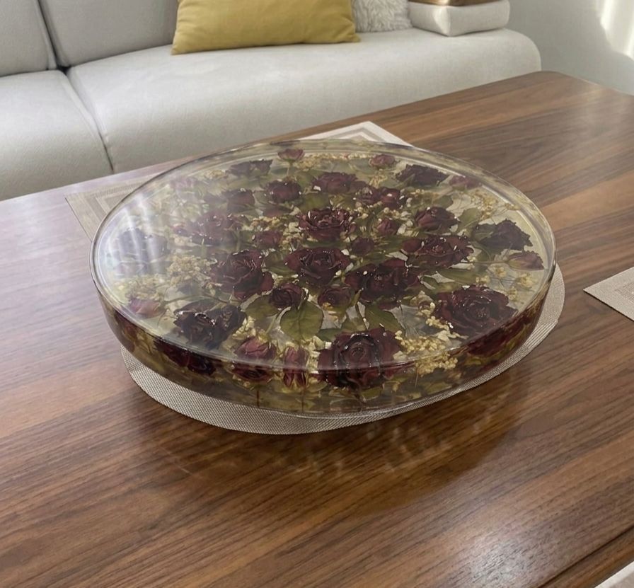 Kişiye Özel Epoksi Sehpa Tablası 40 cm