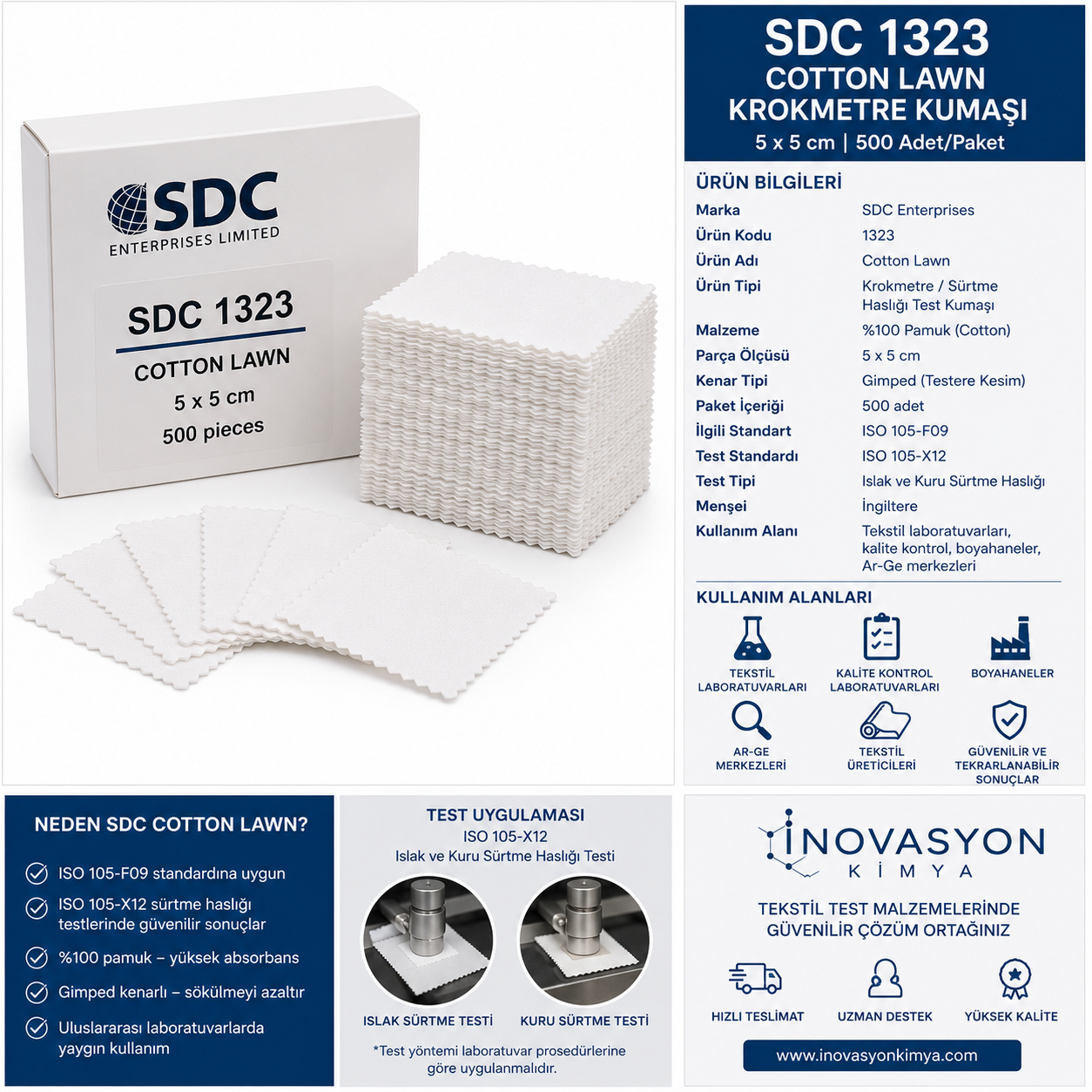 SDC 1323 Cotton Lawn Krokmetre Kumaşı 5×5 cm – 500 Adet