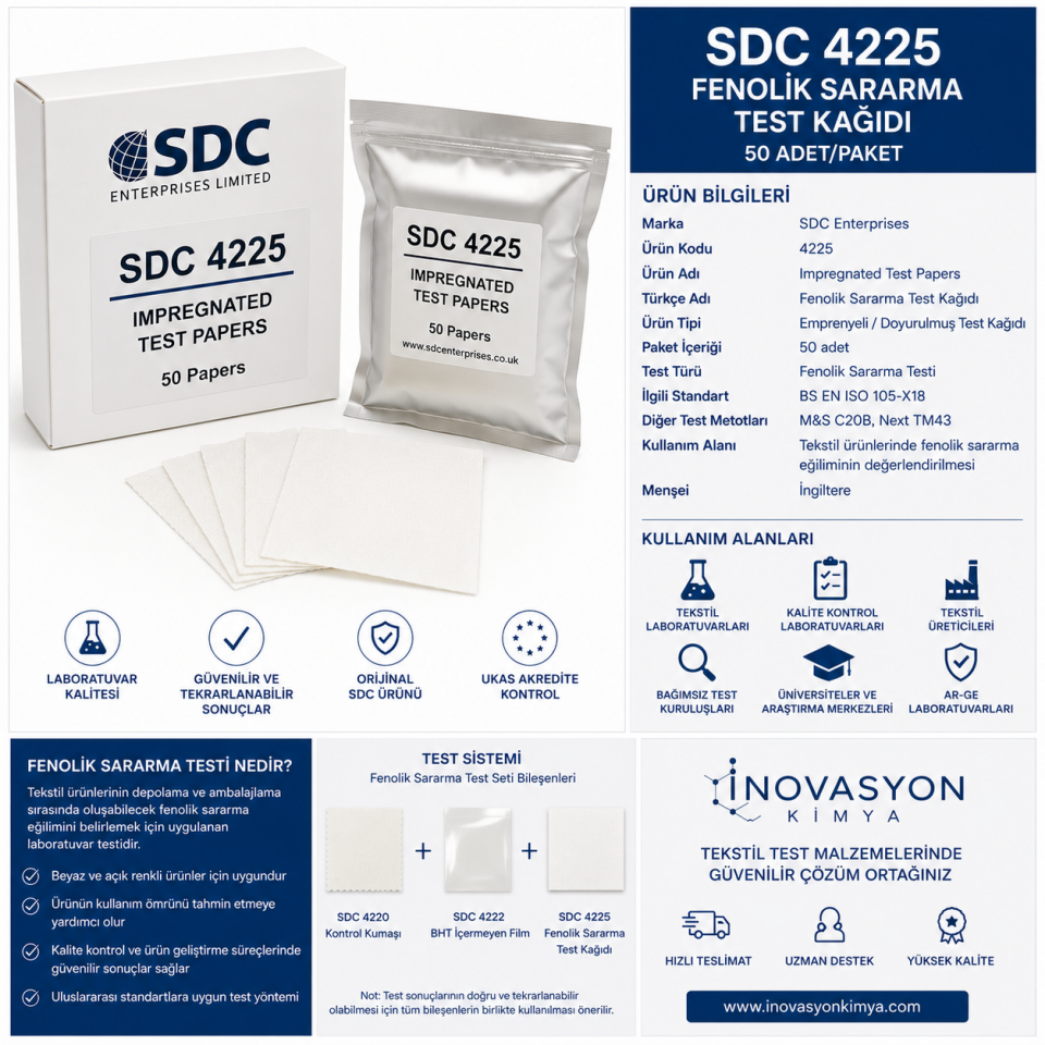 SDC 4225 Fenolik Sararma Test Kağıdı – 50 Adet/Paket