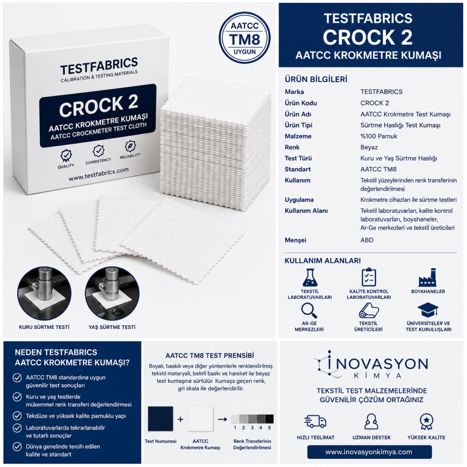 TESTFABRICS CROCK 2 AATCC Krokmetre Test Kumaşı