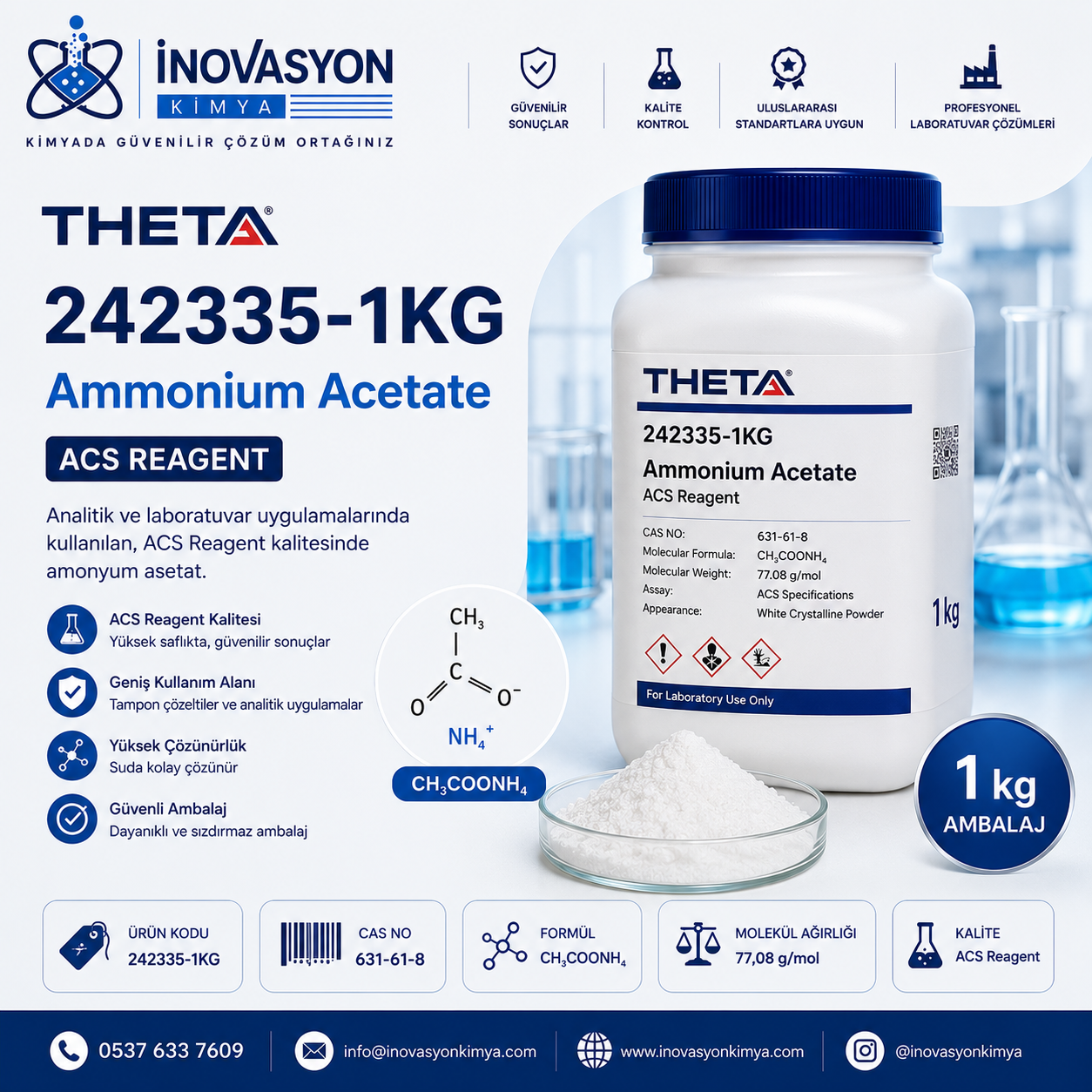THETA 242335 Ammonium Acetate ACS Reagent 1 kg