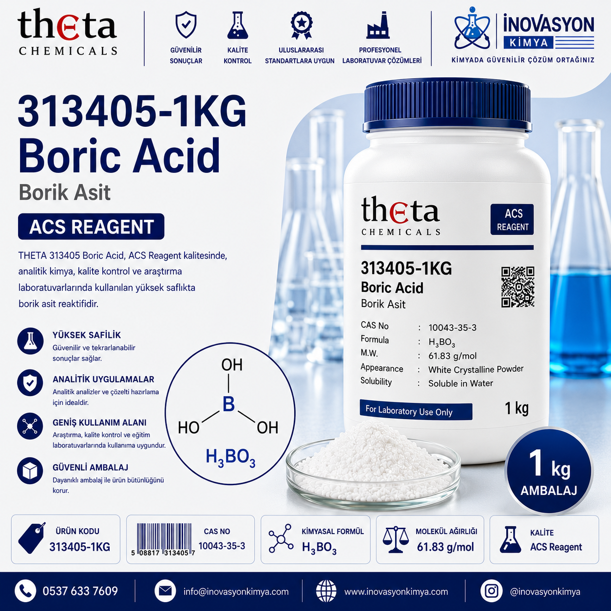 THETA 313405 Boric Acid ACS Reagent 1 kg