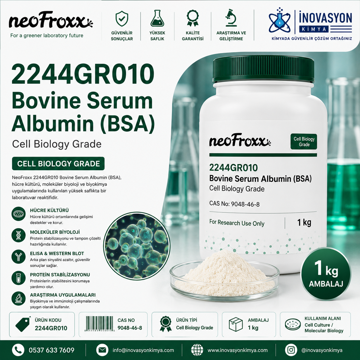 NeoFroxx 2244GR010 Bovine Serum Albumin (Cell Biology) 1 kg