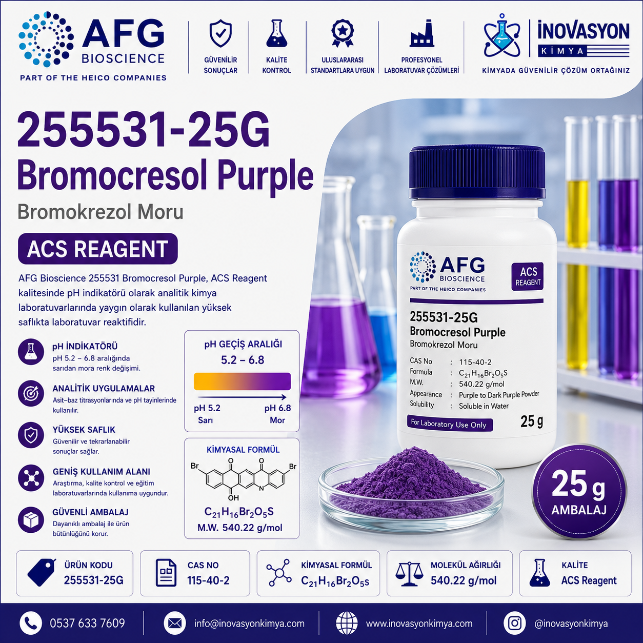 AFG Bioscience Bromocresol Purple ACS Reagent 25G