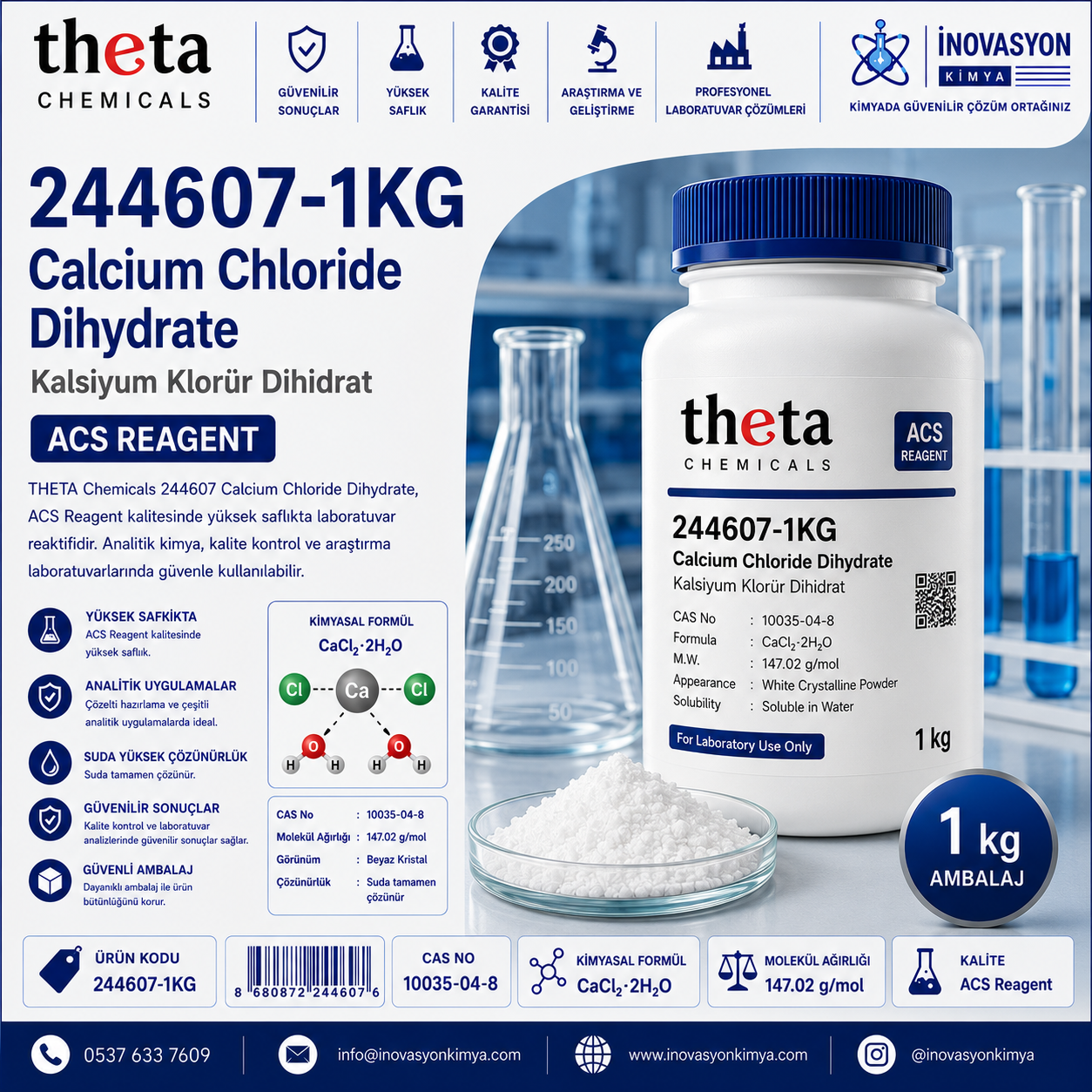 THETA Chemicals 417612-500G Cetyltrimethylammonium Bromide (CTAB) 500 g